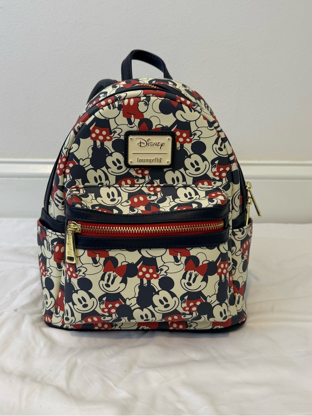 Loungefly Disney Mickey Minnie Mouse AOP Mini Backpack Red Navy WDBK1868